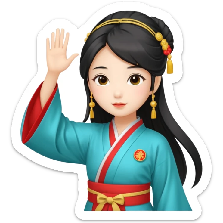 cute and sexy chinese girl in hanfu, saluting with respect sticker