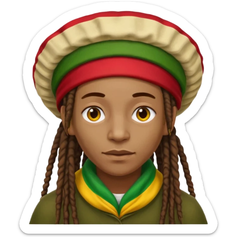 Jamaican dreads with a Jamaican bonnet no person just the hair sticker