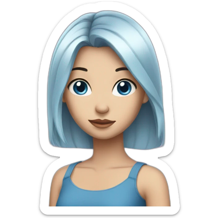 Girl with black hair and blue eyes and her hair is tied sticker