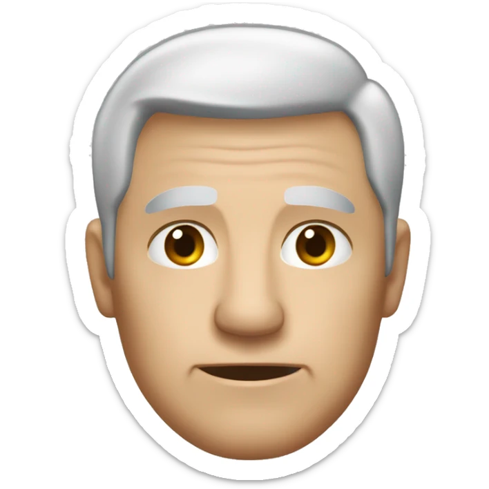 "Create a close-up image of the head of an older man with short silver hair, a calm yet serious expression, and smooth, defined facial features. The focus should be on the head, with no background or minimal details." sticker