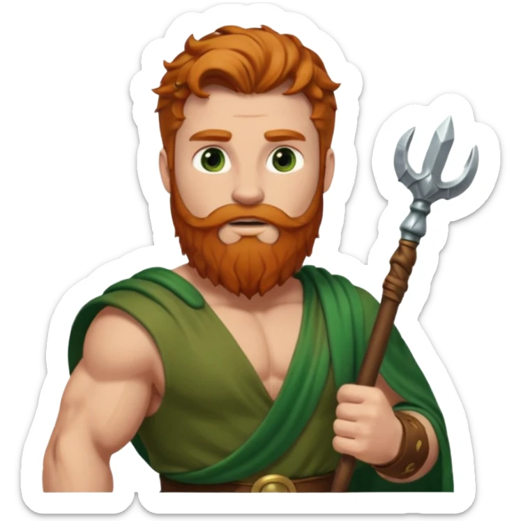 Hercules, Hero God from Rome Mythology with long ginger hair and beard, green and brown outfit sticker