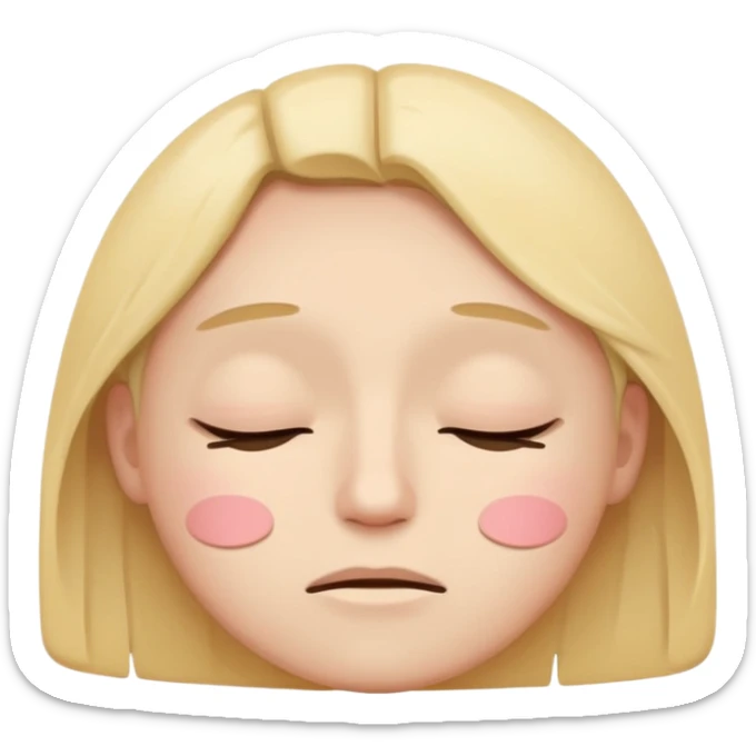 minimal flat emoji of a fatigued face,
half-closed eyes,
slightly uneven eyelids,
low-energy expression,
cool pastel muted tones,
modern mental health app style,
transparent background,
vector illustration sticker