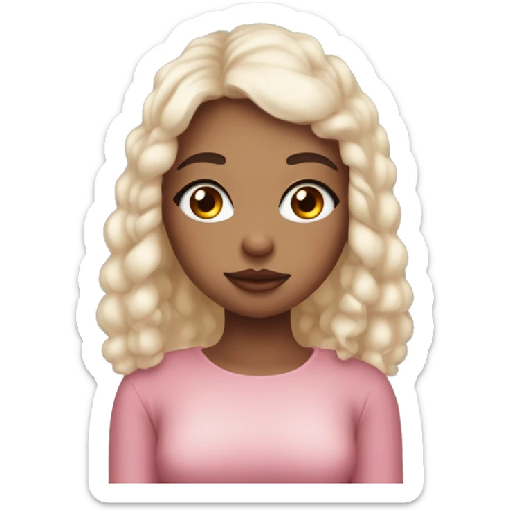 A girlie girl with nice lashes and big eyes, pouty lips with blush but natural animated ai , using her both hand do make a love symbol and saying sarange sticker