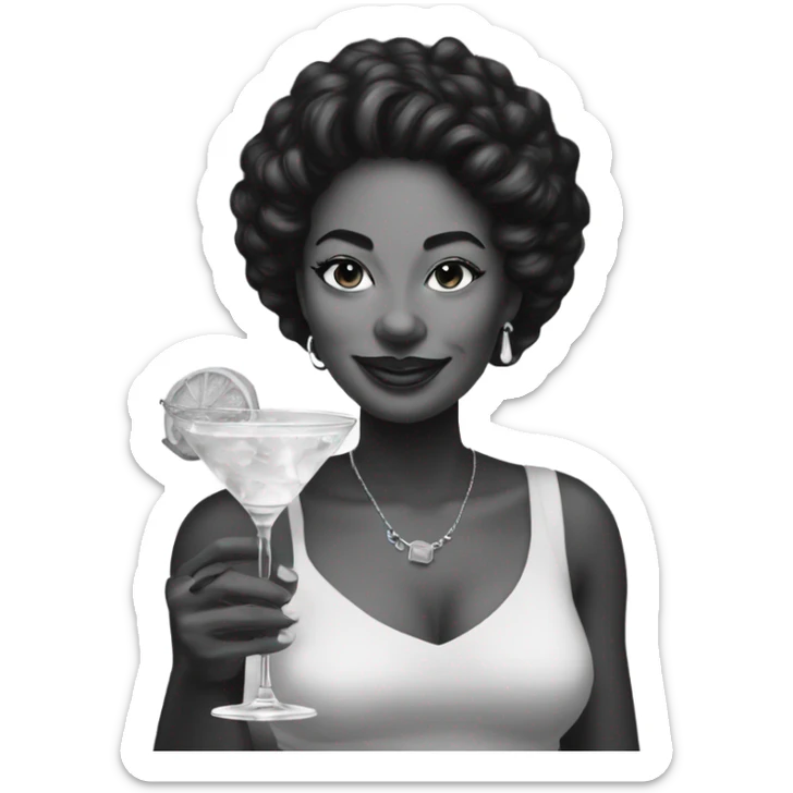 monochrome portrait of Keisha with a cocktail sticker