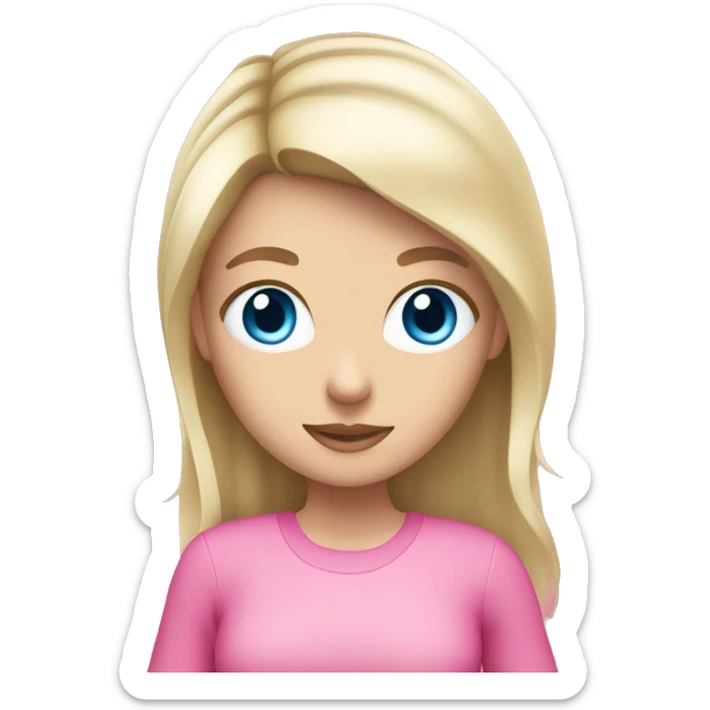 a blue eyed white dark blond hair girl wearing pink clothes holding an iphone  sticker