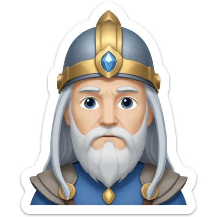 Odin, Wisdom God from Norse Mythology with long white hair, blue and grey outfit sticker