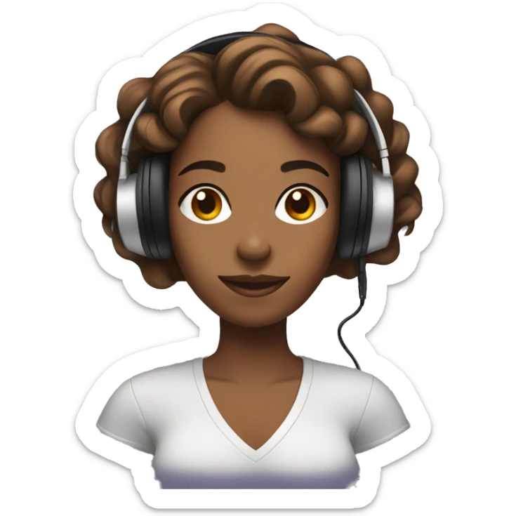 Brown woman with gaming headphones and a PlayStation 4 controller in her hands  sticker
