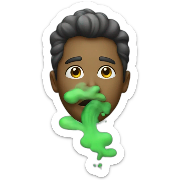 person with green smoke coming out of his mouth sticker