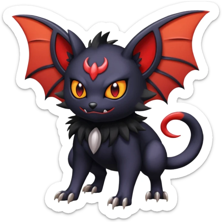 Noibat-Nargacuga-Litten-Torracat-fusion-Fakemon-Pokémon-creature  sticker