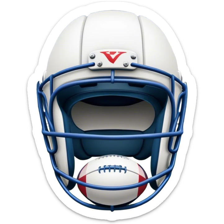 Cinematic Realistic image of rugby headgear with detailed padding and rugged design elements, set against a blurred stadium background with bold, high-contrast lighting that highlights its protective design sticker