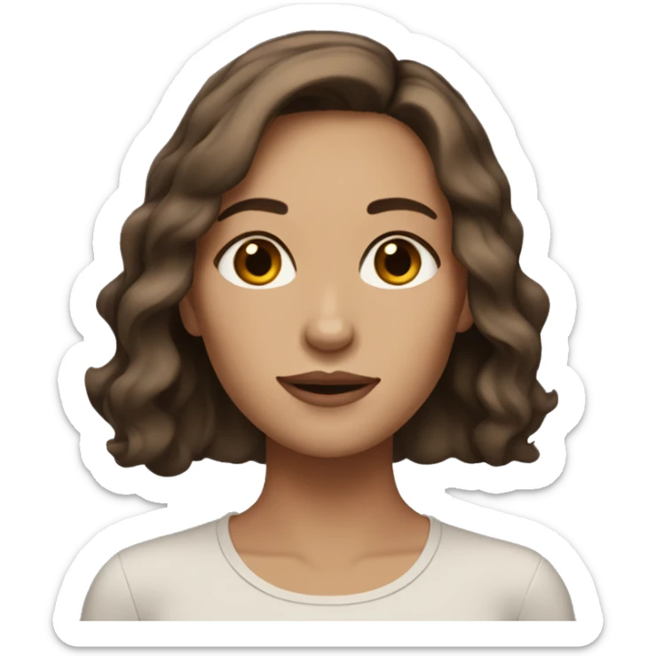 women with middle brown hair length, a little bit of make up,  sticker