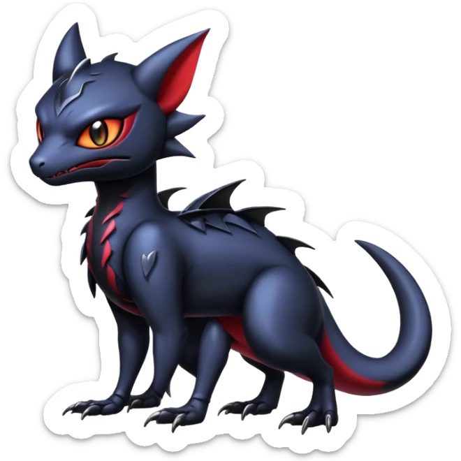 Shiny Epic Badass Gothic Dark Noibat-Salandit-Litten-Hybrid (full body) sticker