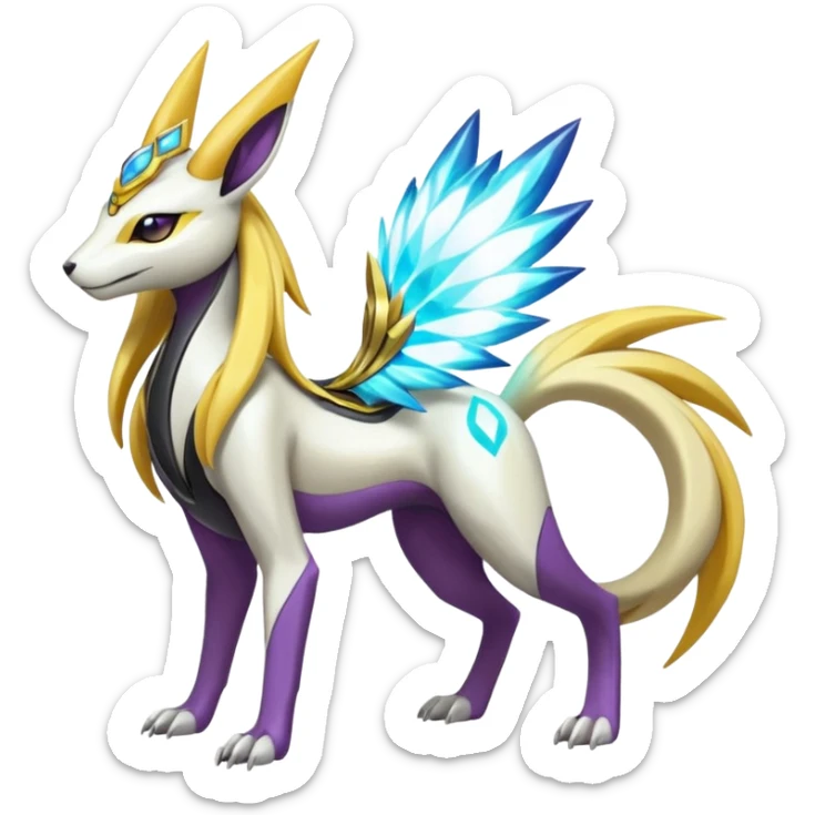 Colorful Futuristic Meloetta-Manectric-Solgaleo-Raikou-Pokémon-Digimon-Fakémon-fusion-hybrid-creature sticker