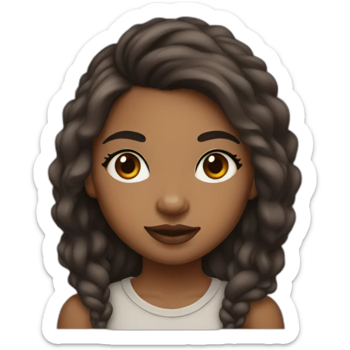 short and stocky brown girl with long hair, septum piercing, and tattoos sticker