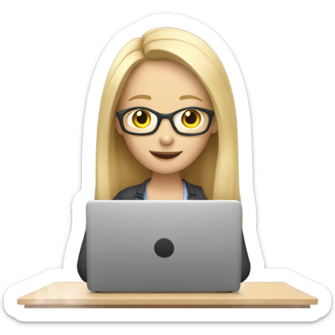 English teacher (woman blond long hair without glasses teaching online on her laptop) sticker