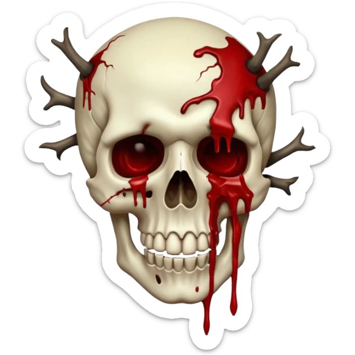 3D rotting corpse jumping in the air. In the style of your bloody skull art. More blood sticker