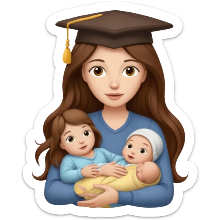 "Woman with long brown hair and fair skin holding a baby who is wearing a hat and has fair skin — only the baby is wearing the hat." sticker