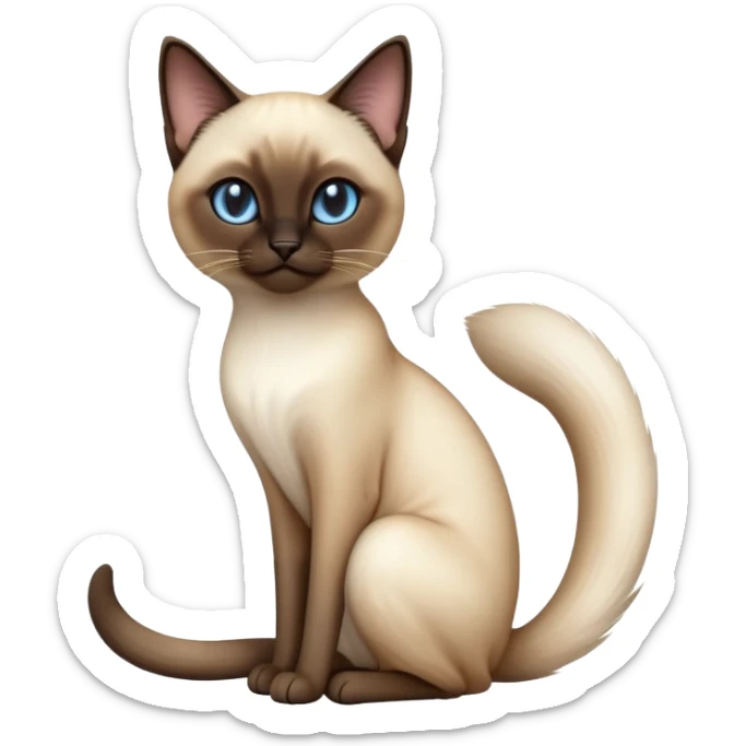 cinematic-[siamese cat]-realistic-full-body-sitting-emoji,-tail-curled-playfully-around-its-paws,-head-tilted-dramatically,-fluffy-[siamese]-fur,-simplified-yet-realistic-focused-features,-highly-detailed,-glowing-with-an-almost-sarcastic-glow sticker
