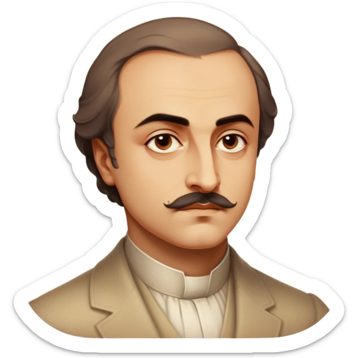 Cinematic Realistic Khalil Gibran Portrait Emoji, depicted as a poetic visionary with gentle thoughtful eyes in classic attire, rendered with soft textures and warm ethereal lighting that captures his literary spirit. sticker