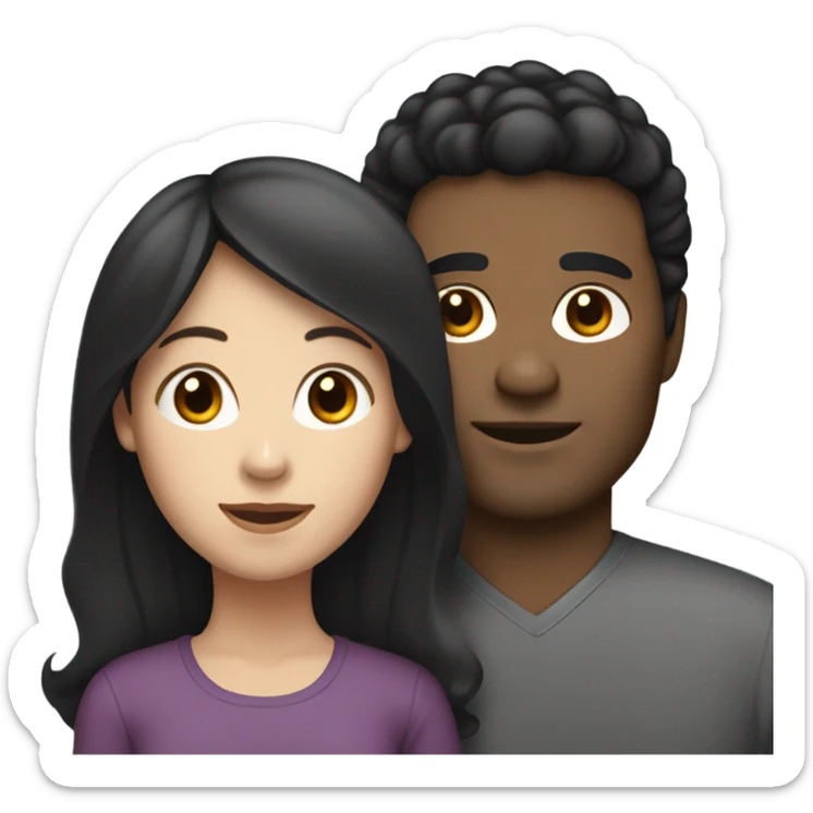 Couple, white woman, brown man with black hair, mixed race daughter with black hai sticker