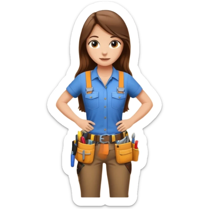 beautiful girl with long brown hair constructing new lounge room area with tv and couch sticker