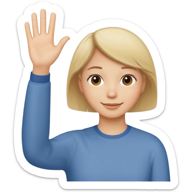 relaxed face with gentle smile and hand waving dismissively, conveying don't worry about it sticker