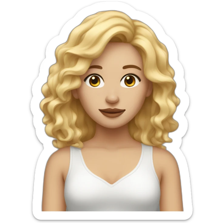 Waking up bleary-eyed female with mid length wavy blonde hair  sticker