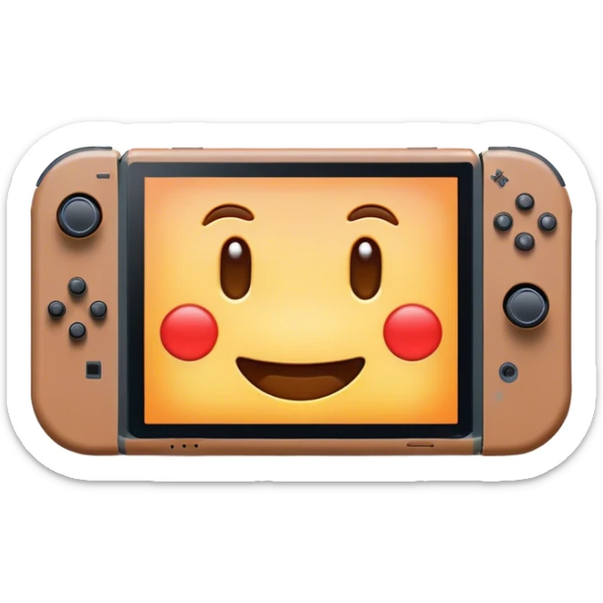 Clash of Clans aesthetic: Cinematic Playful Nintendo Switch Portrait Emoji, rendered in a 3D vector-style similar to standard emojis with minimal shading and bold, simplified shapes. A compact, distinct form with signature details, softly glowing with a nostalgic gaming charm. Simplified yet unmistakably iconic, highly detailed and consistent, glowing with a soft radiance and high shine. Stylized with a touch of retro gaming magic and a soft glowing outline, capturing the essence of a beloved gaming relic with a friendly, playful manner! sticker