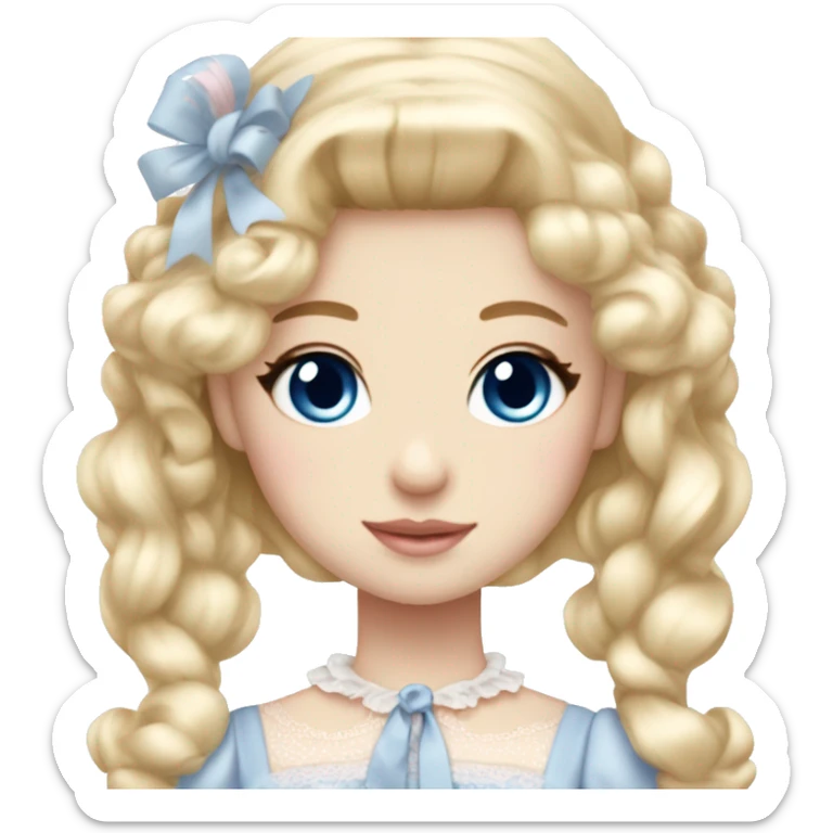 sweet lolita blond hair blue eyes white skin light pink dress sticker