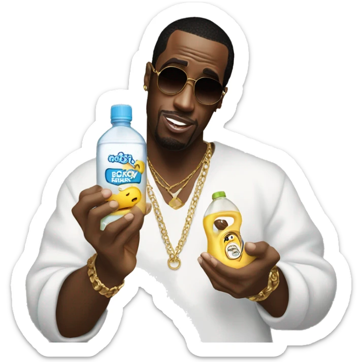 p diddy holding baby oil sticker