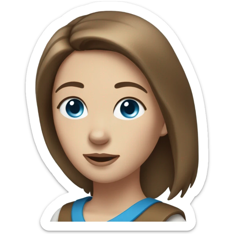 White Woman hair brown and bleus eyes and golden Husky  sticker