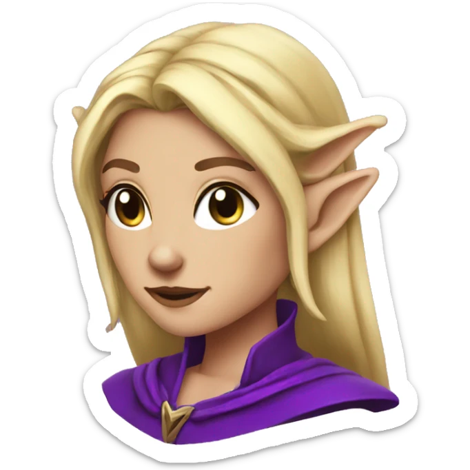 fear Noble female Elf with Elf ears and blonde hair and purple robes sticker