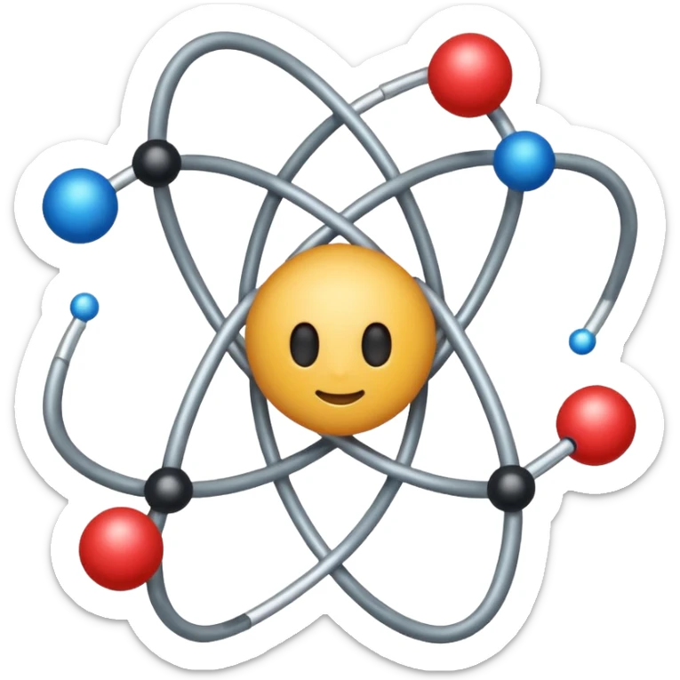 A simple and eye catching emoji of Atoms, designed to be able to be used at 24px sticker