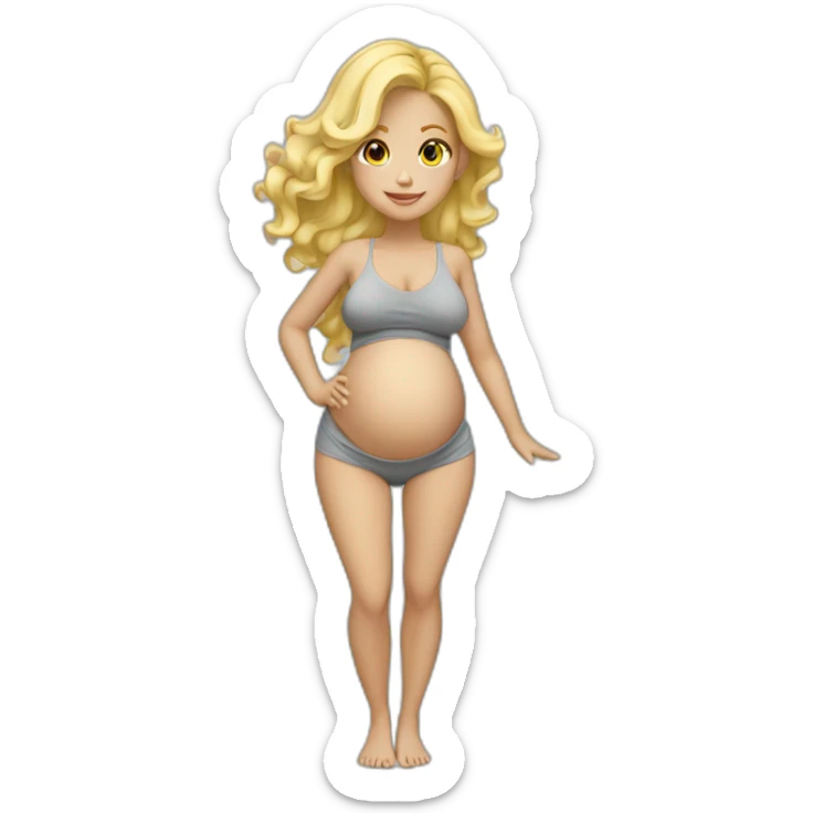 adorable pregnant blond full body women with beach-wave-hair sticker
