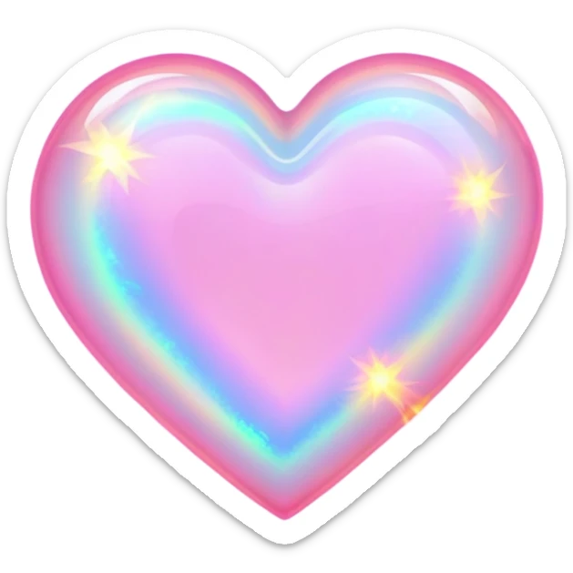 Pink heart cut opal with holographic fire effect and glowing flashes of color sticker