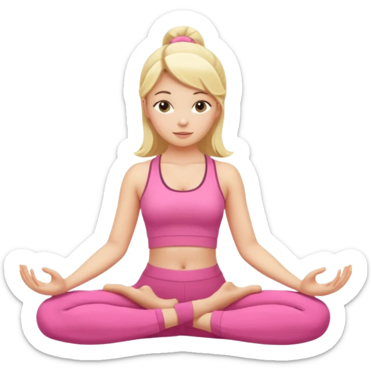 Blonde white skinne pink closets girl in make yoga sticker