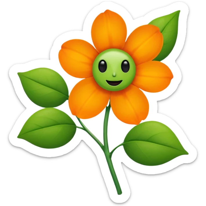 Green stem, white bud with black cartoony face: ;p. And six heart shaped yellowish orange petals sticker