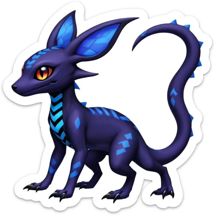 Gothic Colorful Salandit-Umbreon-Fakémon-hybrid-creature (full body)  sticker