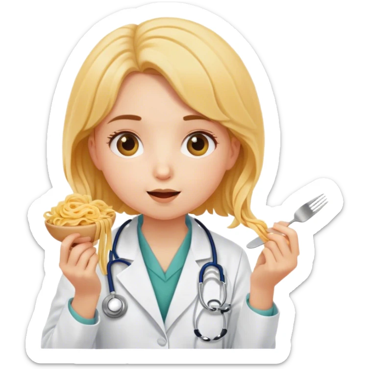 My little girlfriend Emmy, she is cute, is skinny, likes to eat pasta, is also a future doctor  sticker