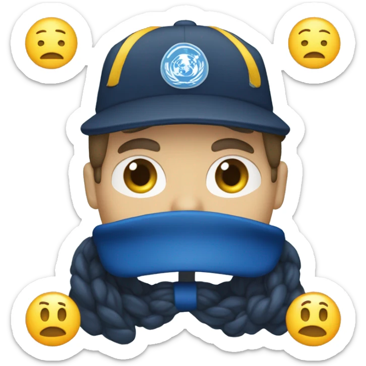 Un emoji de una persona con gorra azul marino que tenga escrito al frente la siglas PCAD sticker