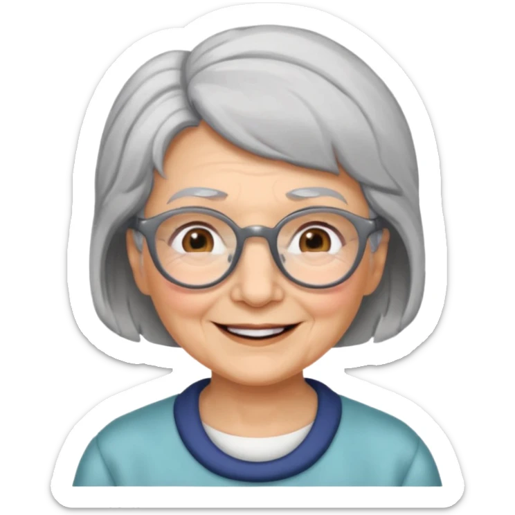 grandmother with glasses and gray hair, grizzle sticker