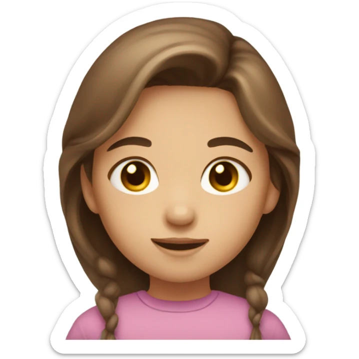 Little girl with brown eyes and long brown hair holding sticker