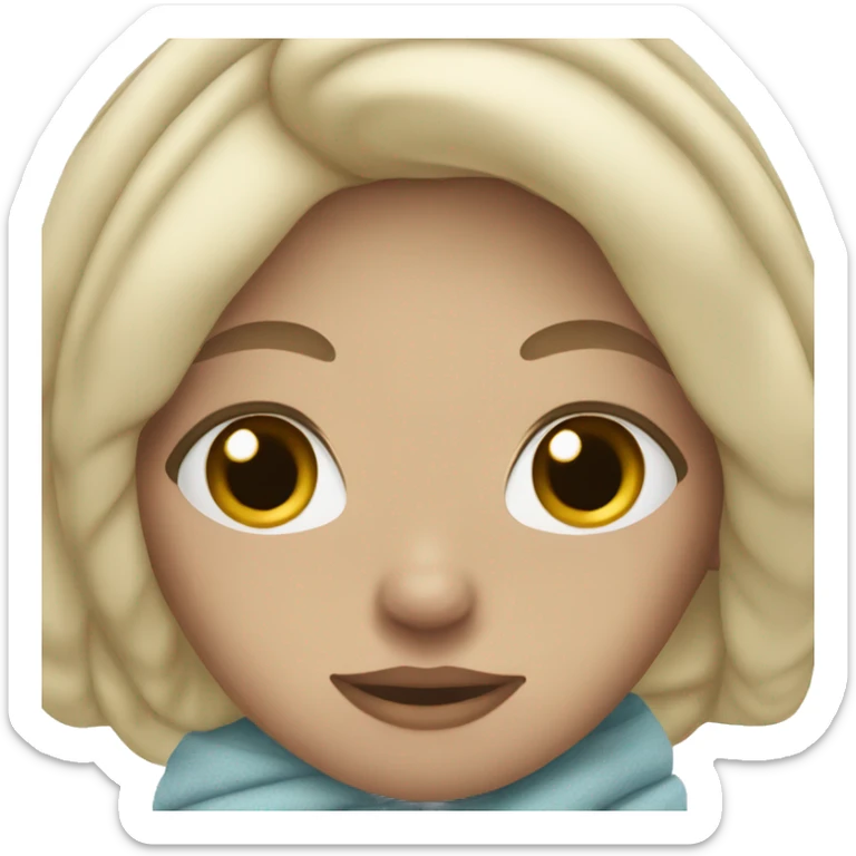 white girl with blonde hair wrapped in blanket sticker