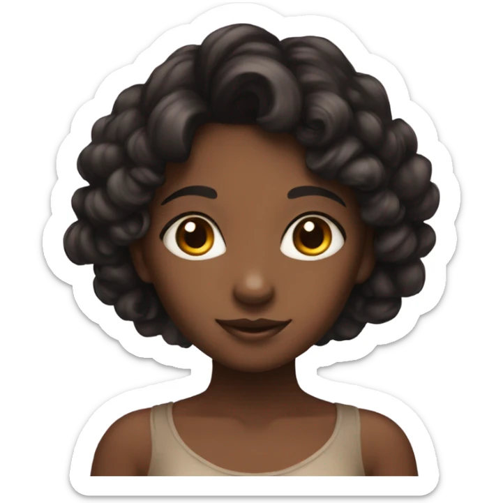 brown skin girl, black hair, fairy sticker
