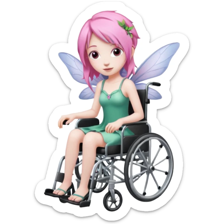 Female fairy with pink hair in a wheelchair sticker