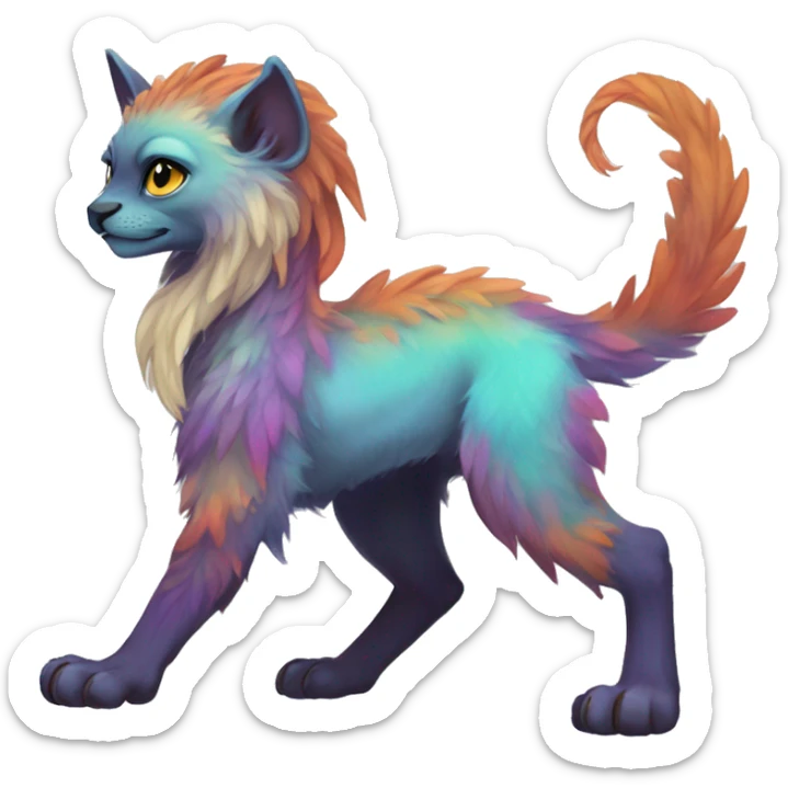 Colorful vernid fantasy creature LiLaiRa GriffSnuff Kamirah Falvie whiskers paws full body  sticker