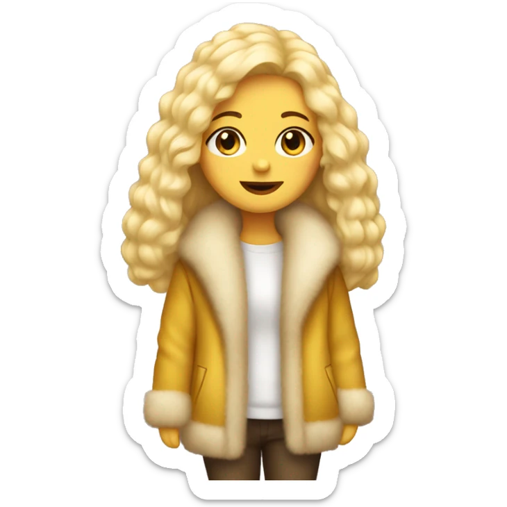full body white girl with yellow hair and luxurious full furrcoat sticker