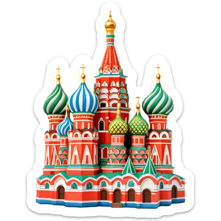 Moscow St. Basil's Cathedral in the form of a figurine souvenir sticker