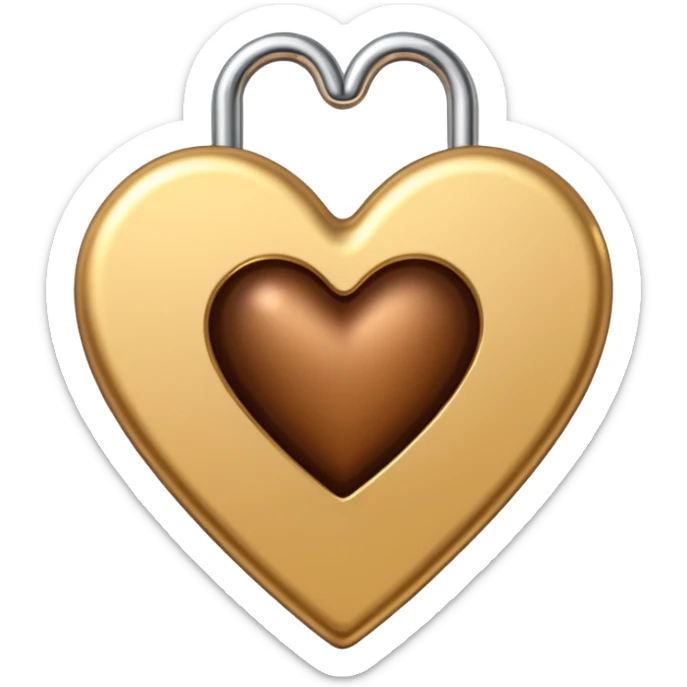 one gold paper clip and on top of the paper clip is a brown heart sticker