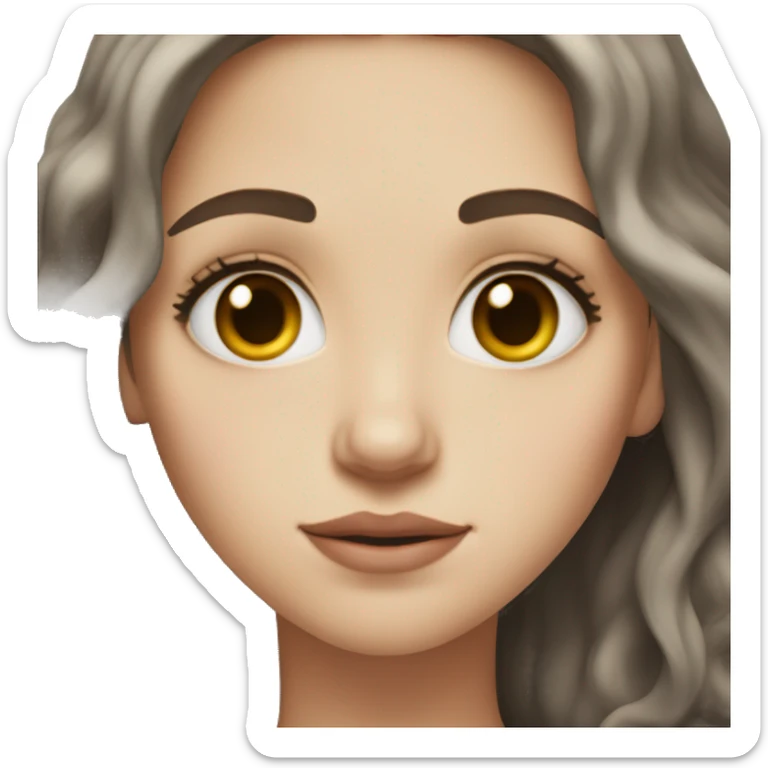 Girl, sickly pale skin, hazel eyes, super dark brown wavy hair sticker
